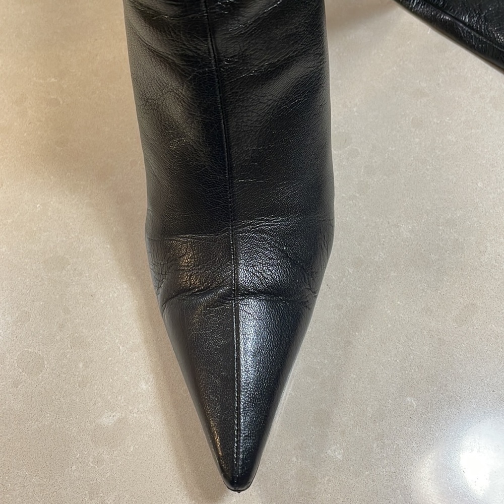 LIMITED!!! Gucci Black GG LEATHER BAMBOO HEEL ROSE GOLD KNEE BOOTS,37.5 - Picture 11 of 14